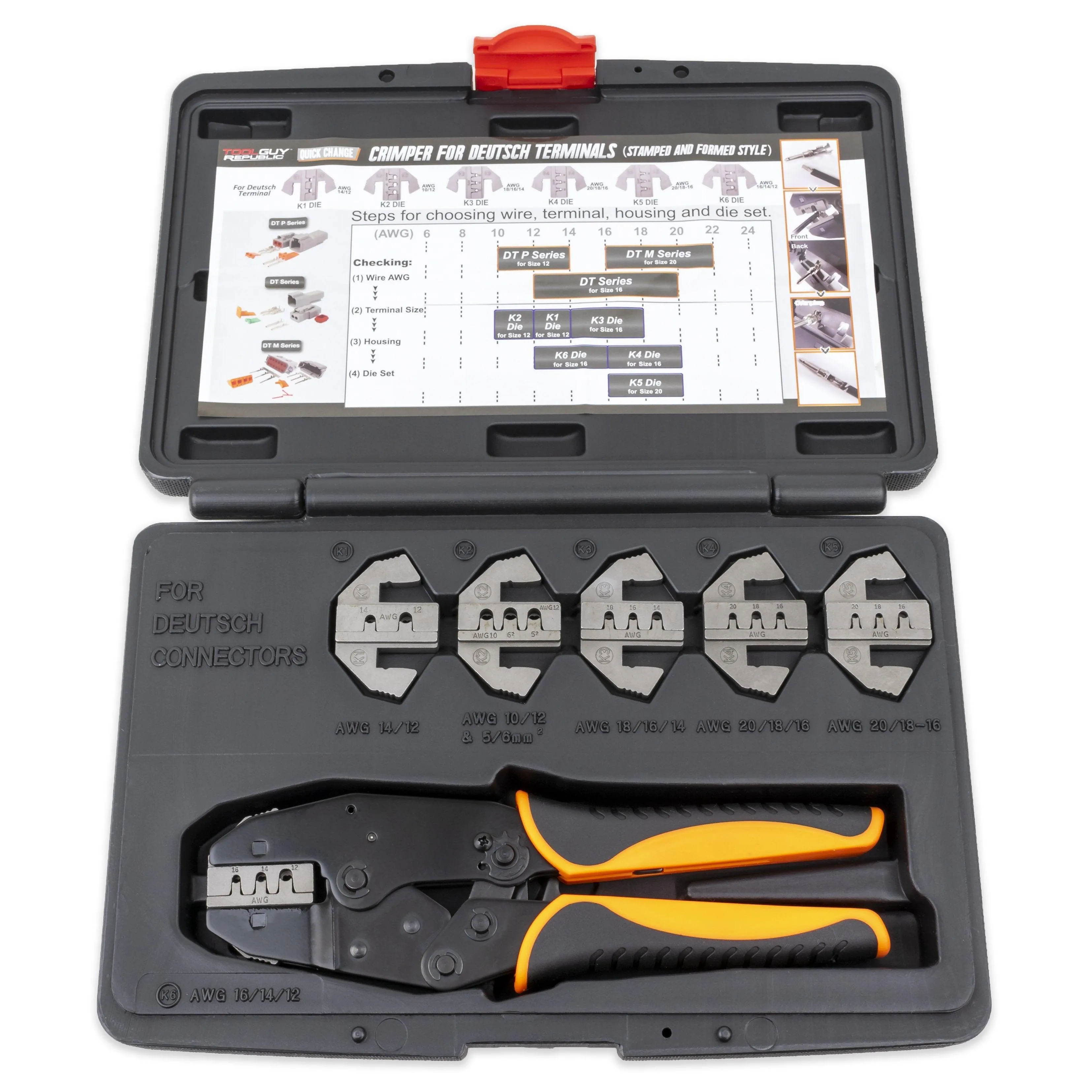 Deutsch Terminal Ratcheting Crimping Tool- Includes 6 Quick Change Dies