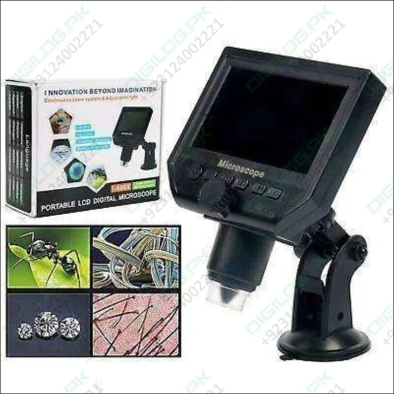 Digital Microscope 4.3in Hd Led 3.6mp 1-600x Continuous Magnifier