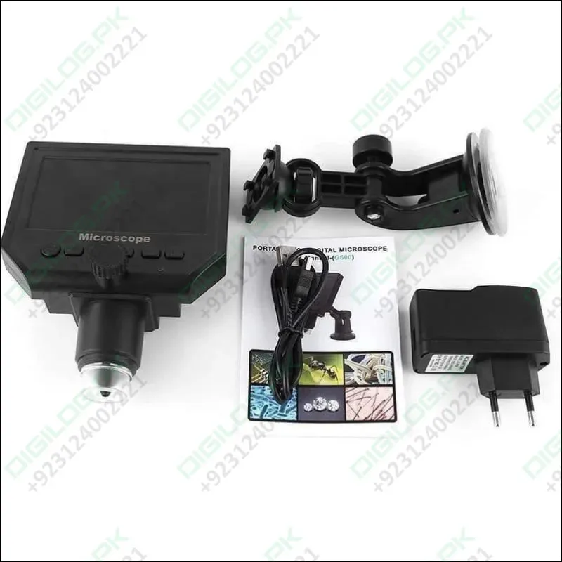 Digital Microscope 4.3in Hd Led 3.6mp 1-600x Continuous Magnifier