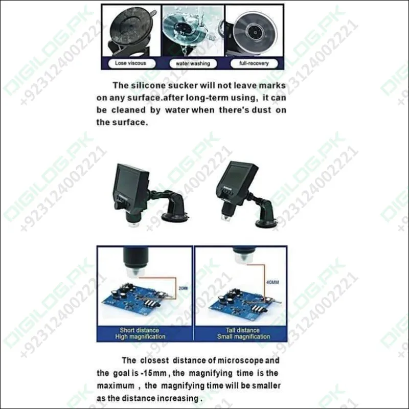 Digital Microscope 4.3in Hd Led 3.6mp 1-600x Continuous Magnifier