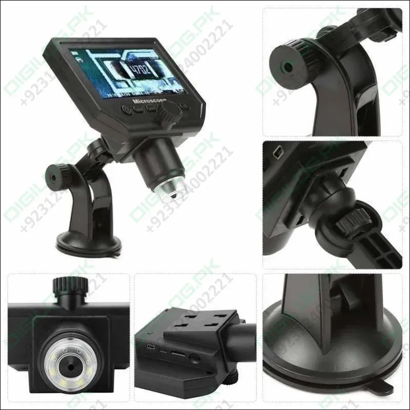 Digital Microscope 4.3in Hd Led 3.6mp 1-600x Continuous Magnifier