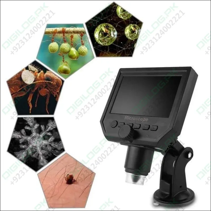 Digital Microscope 4.3in Hd Led 3.6mp 1-600x Continuous Magnifier