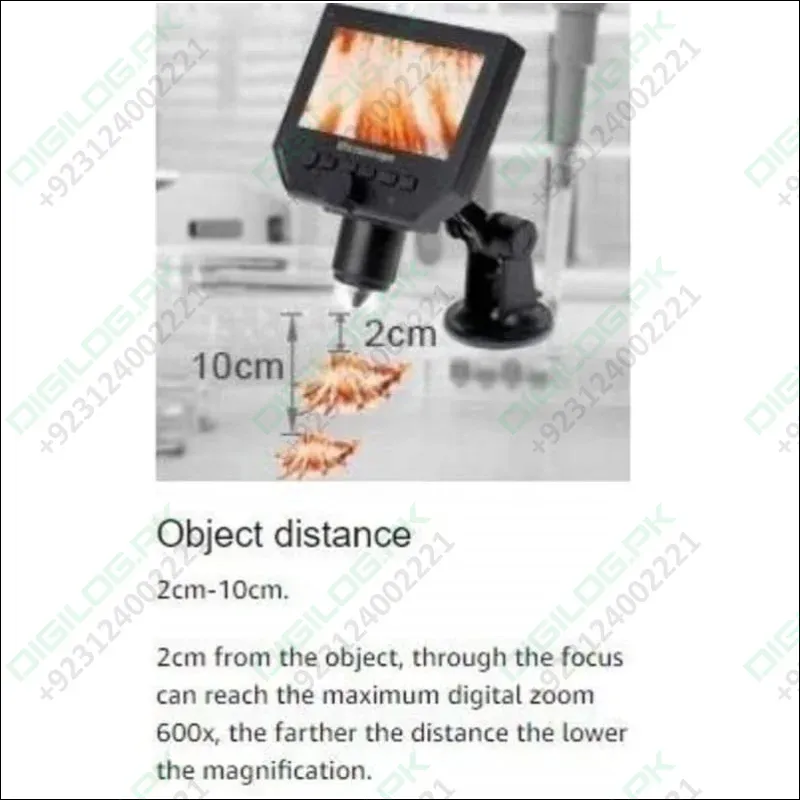 Digital Microscope 4.3in Hd Led 3.6mp 1-600x Continuous Magnifier