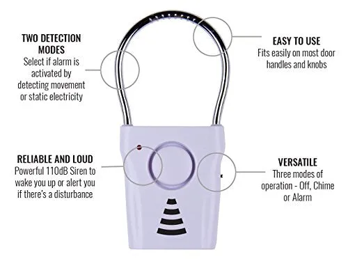 Door Handle Alarm – 110dB Door Alarm for Home Security