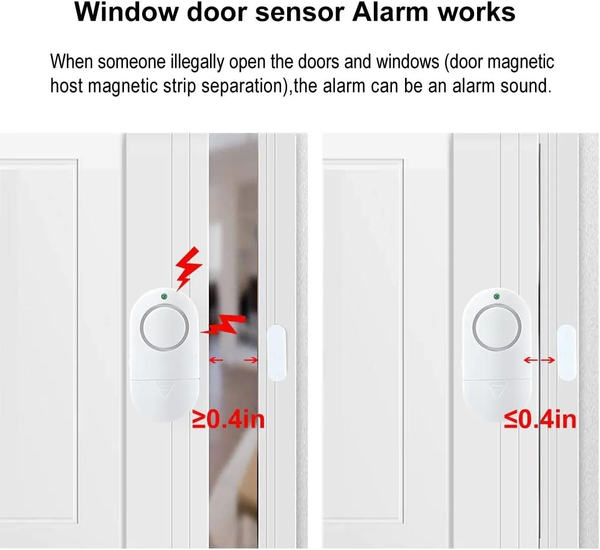 Door Window Alarm, Toeeson 120 DB Window Alarms for Home, White Pool Door Alarms for Kids Safety