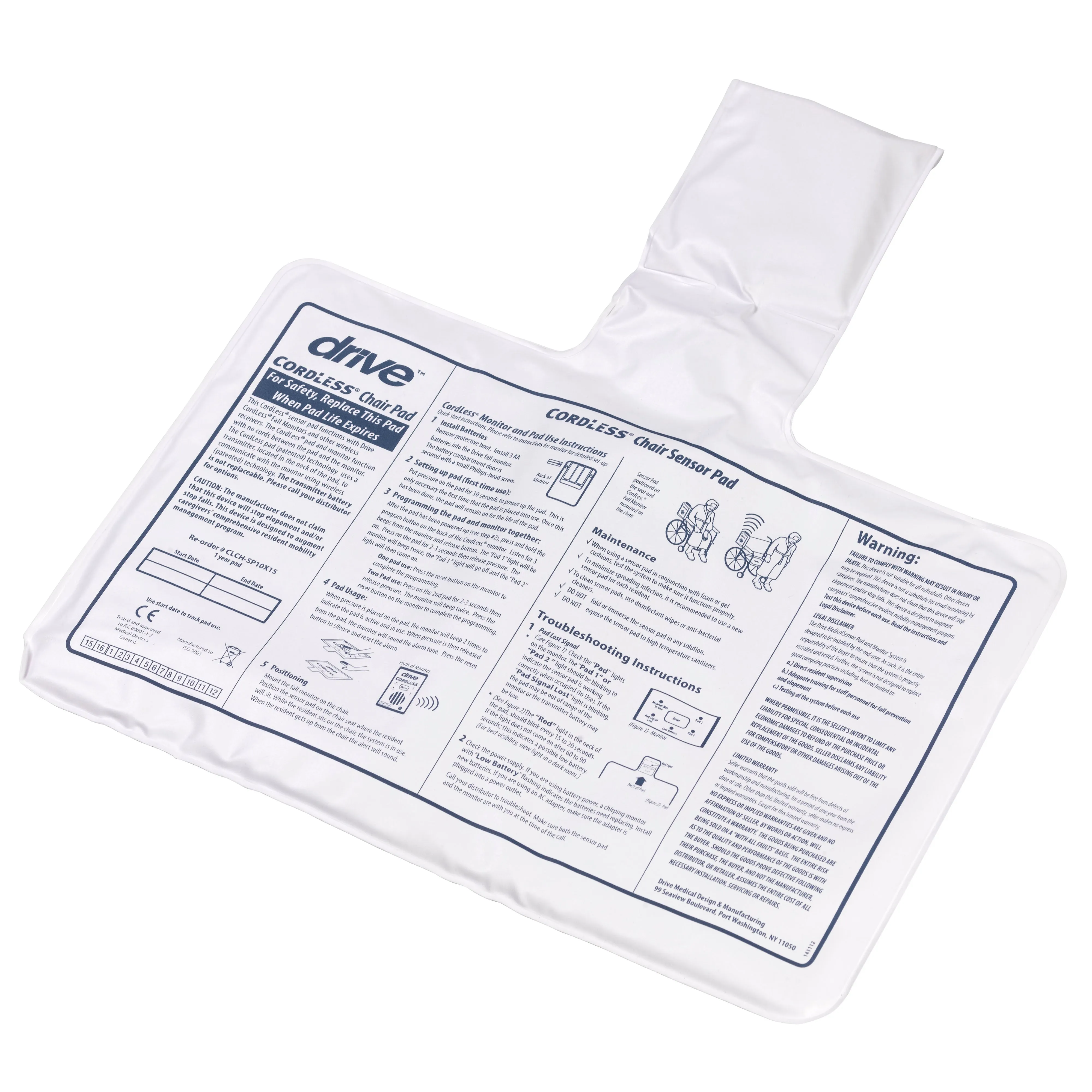 Drive Medical clch-sp10x15 Cordless Patient Alarm Pad, 10" x 15" Chair Sensor, Pack of 5