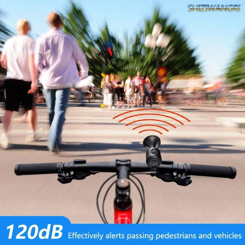ESLNF Bike Bell Electronic Loud Horn ABS 120db Safety Electric Bell IPX4 Speaker Alarm Ring Bicycle Handlebar Warning Bell