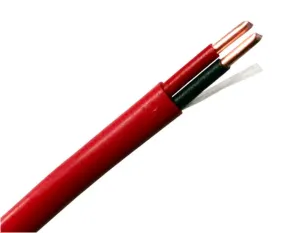 Fire Alarm Cable: FPLR Unshielded Riser - 18/2 AWG Solid Bare Copper - Red PVC Jacket - 1000 Feet