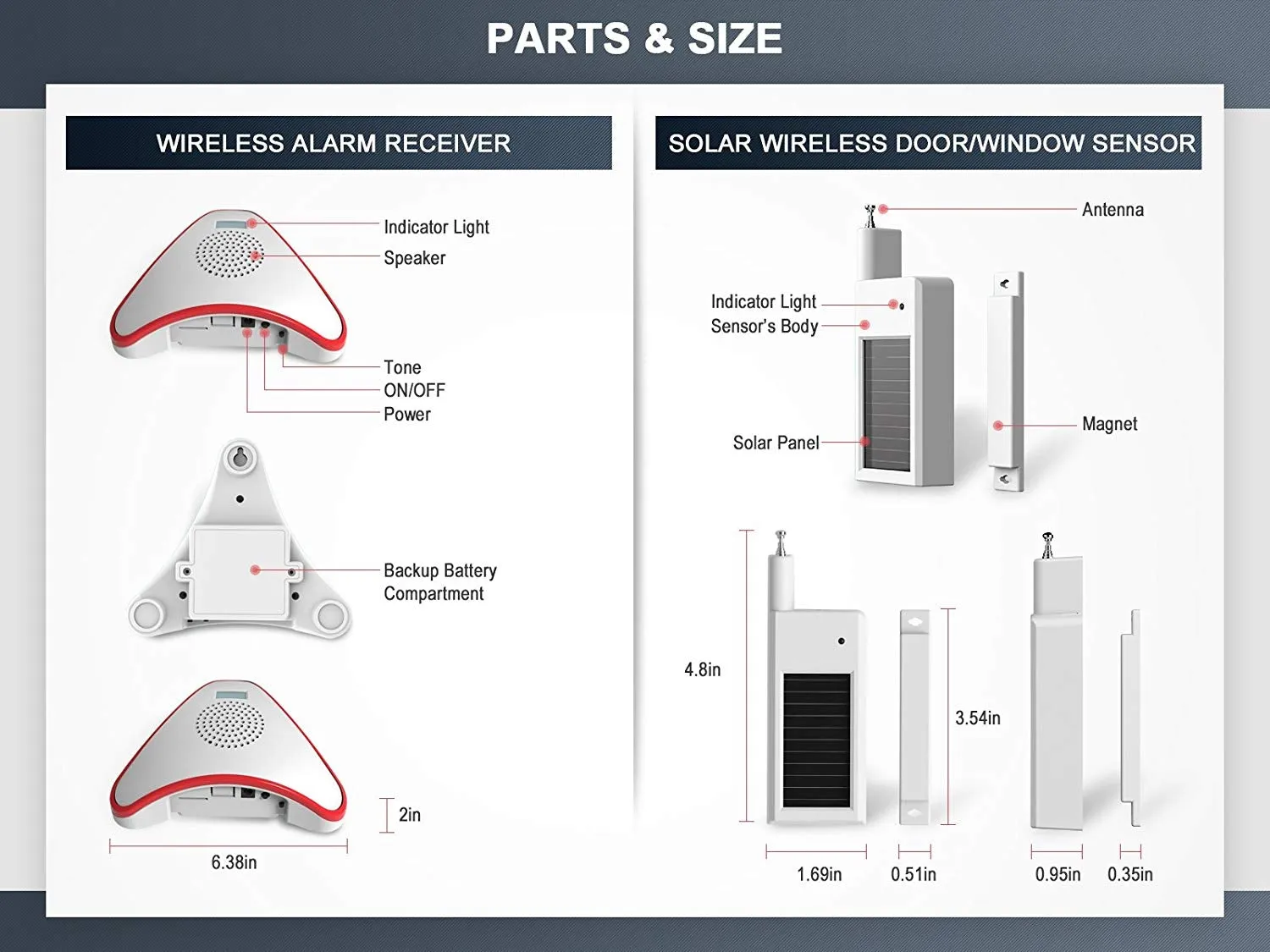 First Class Solar Wireless Indoor Door Alarm System