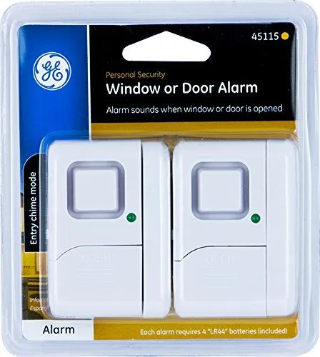 GE Personal Security Window/Door Alarm, 2-Pack, DIY Home Protection, Burglar Alert, Wireless Alarm, Off/Chime/Alarm, Easy Installation, Ideal for Home
