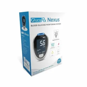 GlucoRx Nexus Blood Glucose Monitoring System Kit & 50 Extra Test Strips