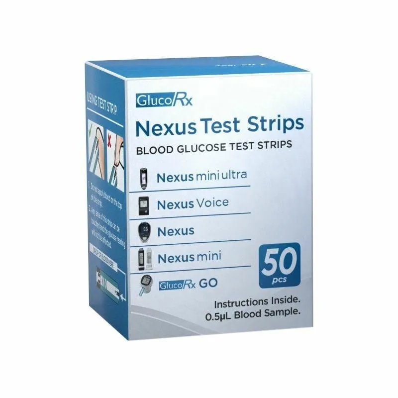 GlucoRx Nexus Blood Glucose Monitoring System Kit & 50 Extra Test Strips