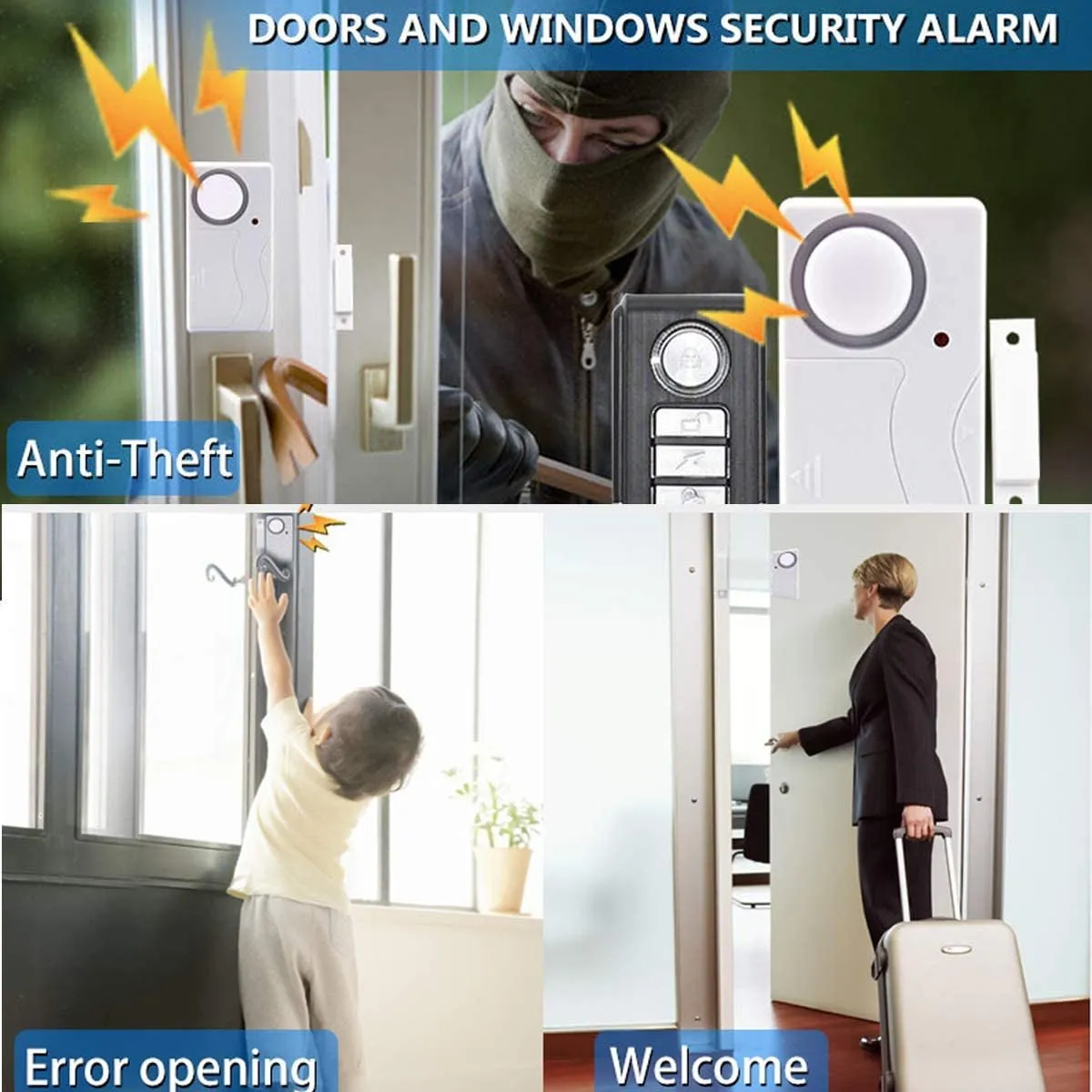 HENDUN Wireless Remote Door Alarm, Windows Open Alarms,Magnetic Security Sensor, Pool Door Alarm for Kids Safety, Alzheimer'S Apartment Alarm