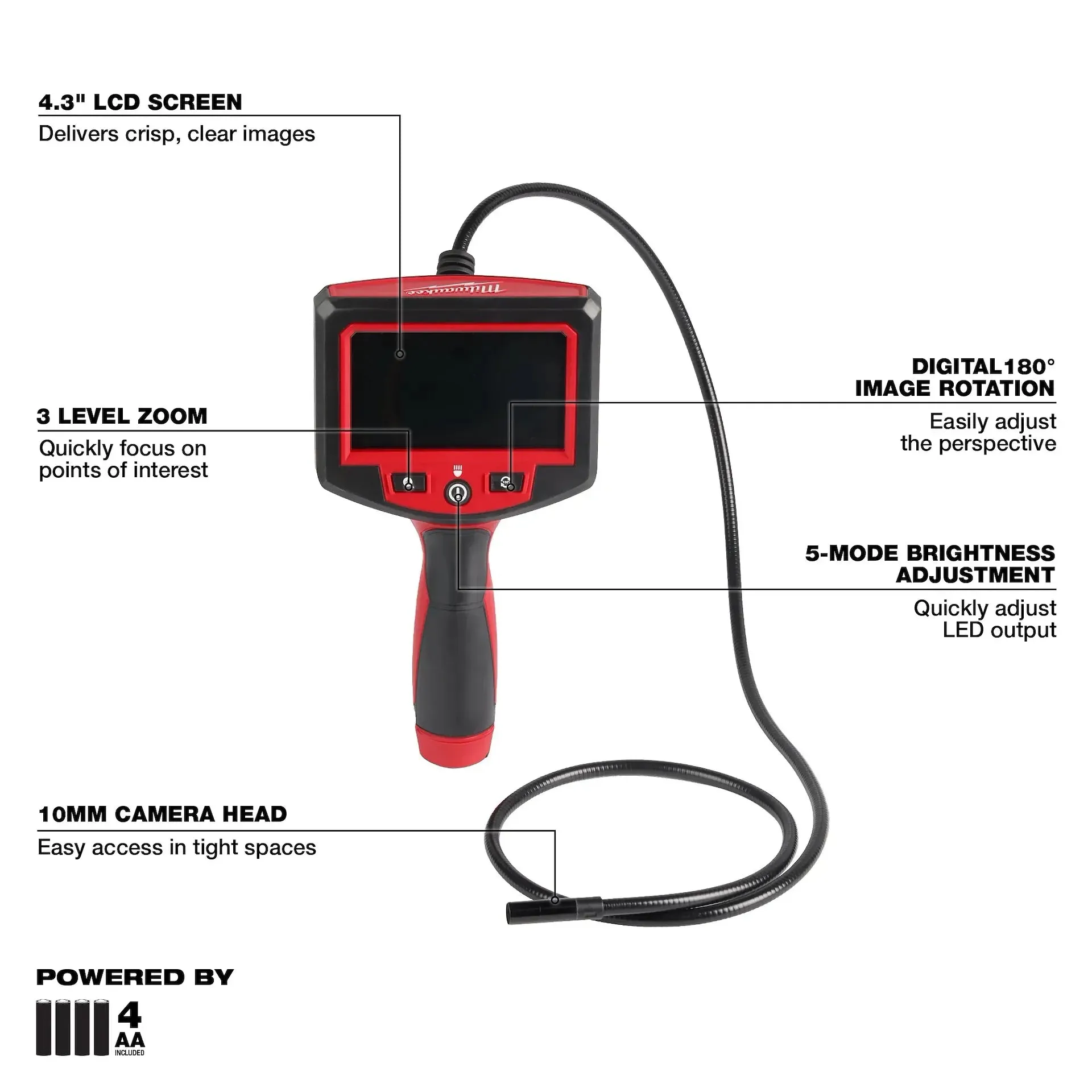 Inspection Camera - Milwaukee M-Spector™ 4’ Inspection Camera, 2319-20