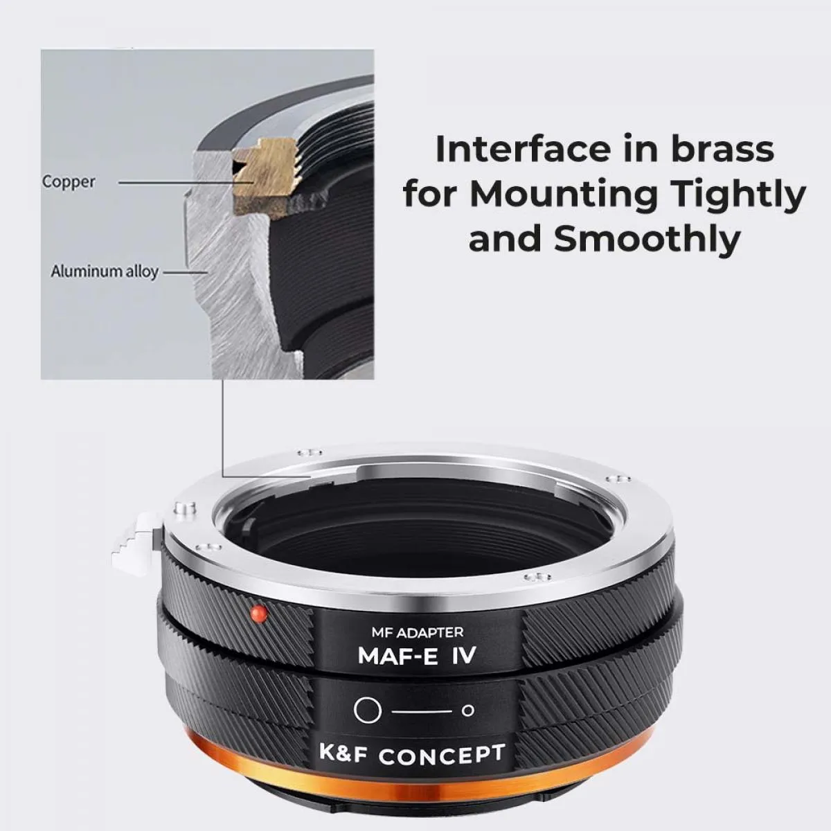 K&F Concept Sony Alpha A and Minolta AF Lens Mount to Sony E Camera Body Adapter Ring, matte lacquer, MAF-E IV PRO