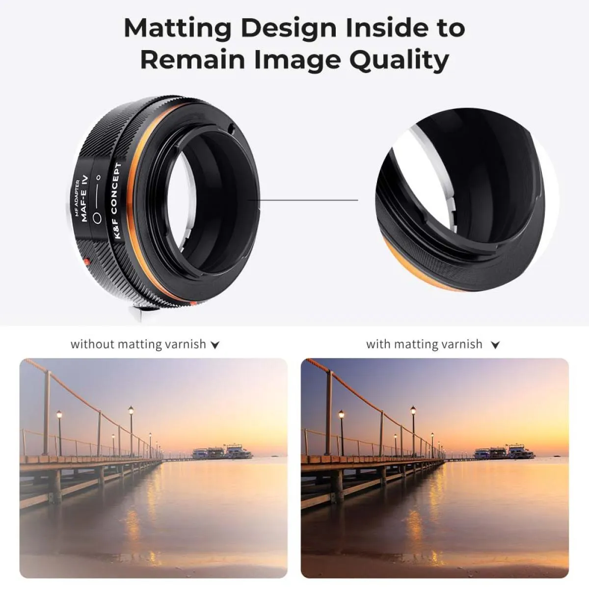 K&F Concept Sony Alpha A and Minolta AF Lens Mount to Sony E Camera Body Adapter Ring, matte lacquer, MAF-E IV PRO