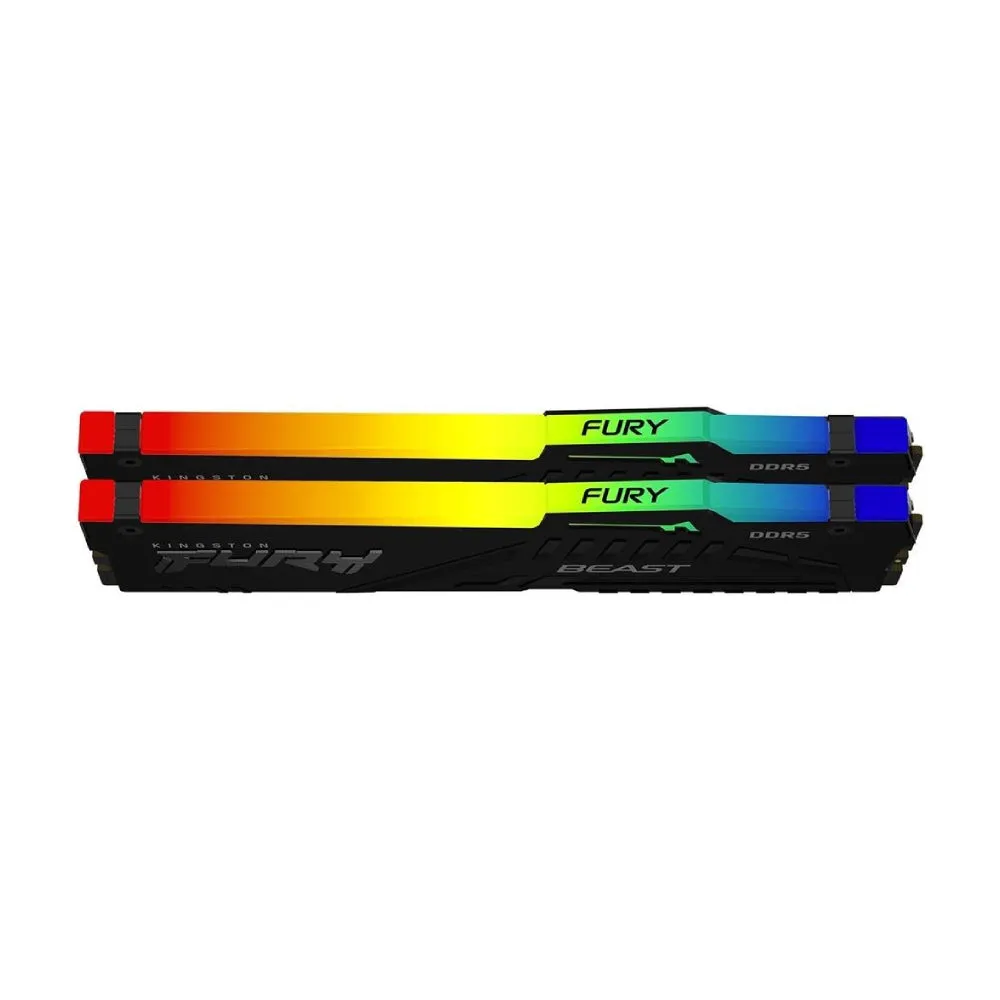 Kingston Fury Beast RGB RAM, 64 GB DDR5 (2x32 GB), 6000 MHz, CL36, KF560C36BBEAK2-64, black