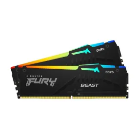 Kingston Fury Beast RGB RAM, 64 GB DDR5 (2x32 GB), 6000 MHz, CL36, KF560C36BBEAK2-64, black