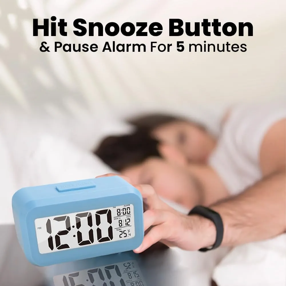 Kuber Industries ABS Battery Oprated Loud Digital Alarm Clock|Desk, Table Clock|Alarm Clock for Heavy Sleepers-Pack of 2 (Blue)