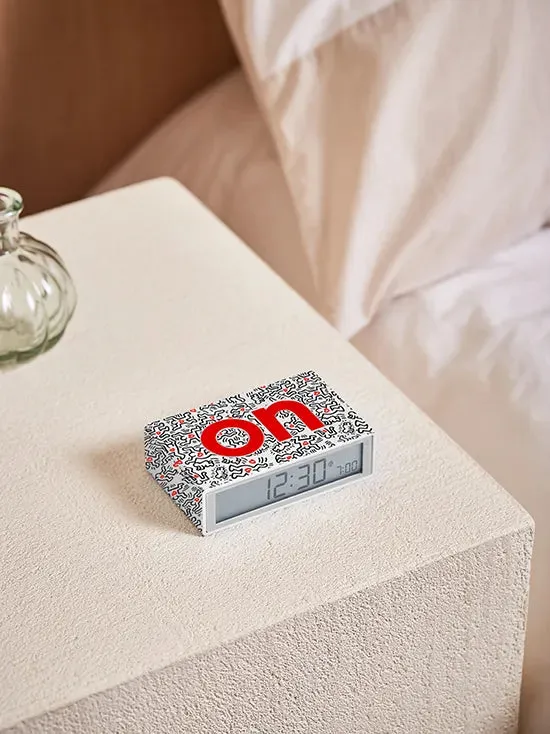 Lexon x Keith Haring Flip  White Alarm Clock - Love