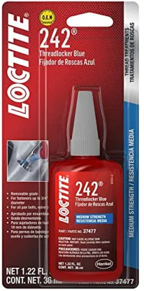 Loctite Threadlocker 242 - Medium Strength/Blue, 36 ml bottle