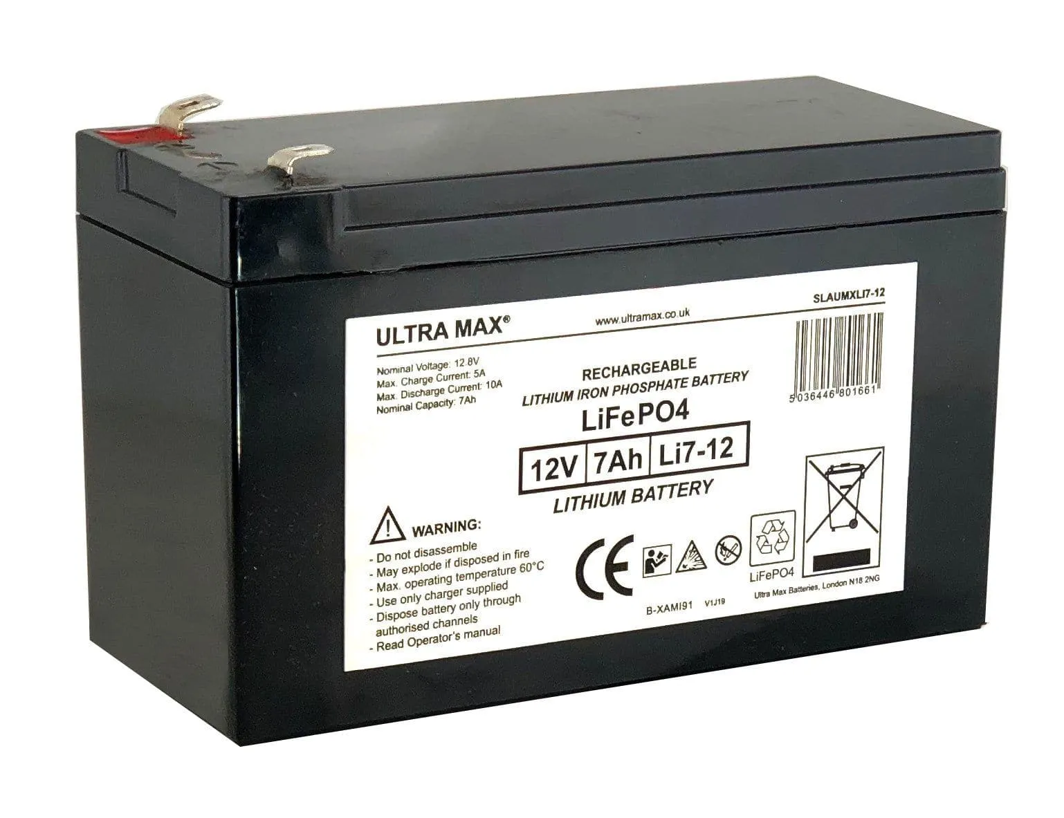 Maplin Plus 12V 7Ah Lithium Iron Phosphate LiFePO4 Battery