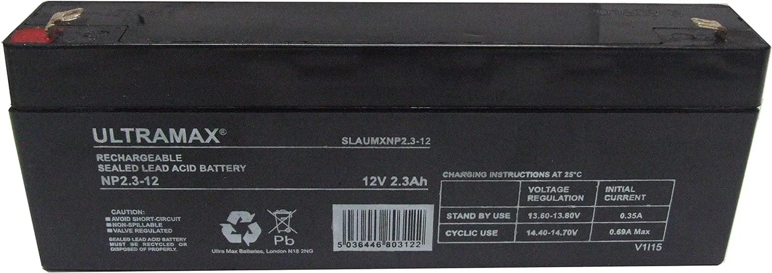 Maplin Plus NP2.3-12, 12V 2.3AH 20HR (AS 1.9AH, 2AH, 2.1AH & 2.4AH) Sealed Lead Acid Rechargeable Battery