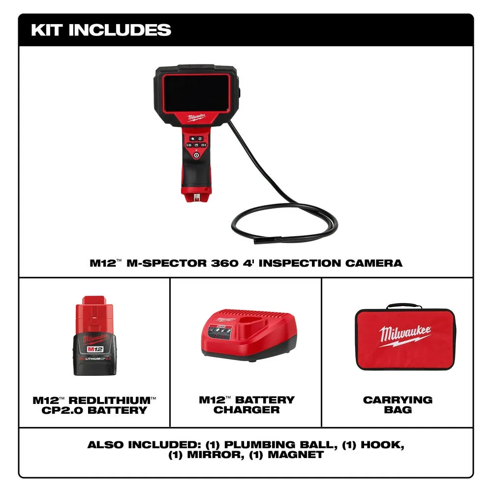 Milwaukee 2323-21 M12 12V 360 Cordless M-Spector 4' Inspection Camera