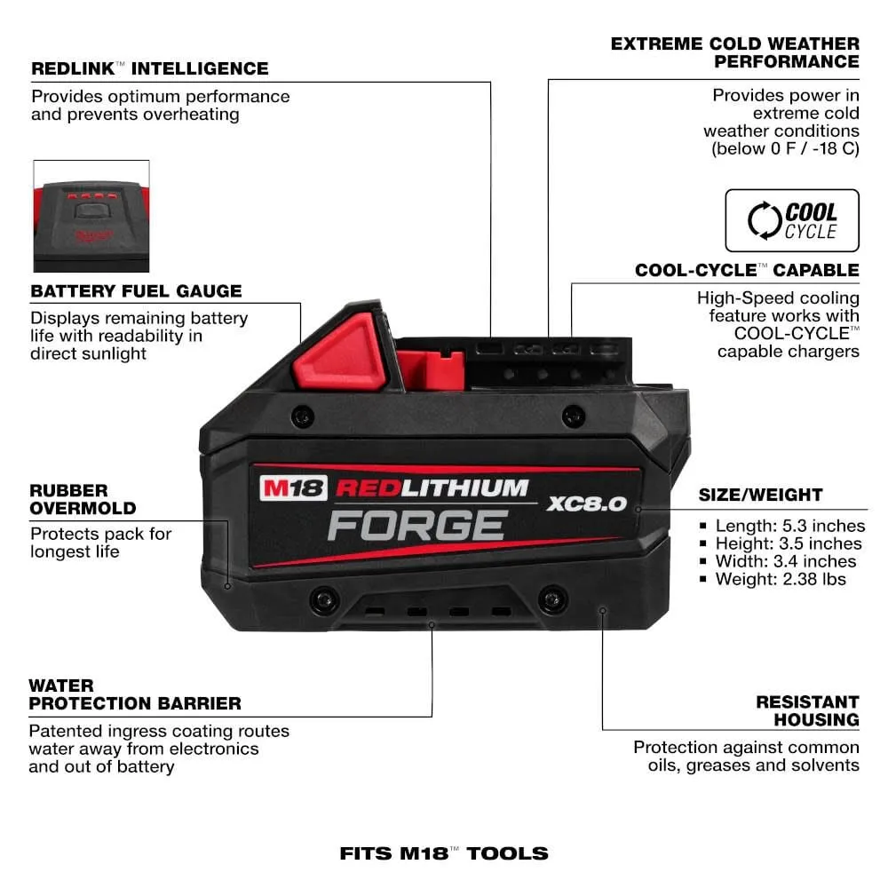 Milwaukee 48-11-1881 M18 REDLITHIUM FORGE XC8.0 Battery