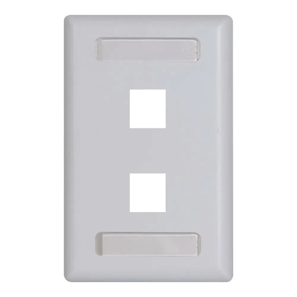 Modular Keystone Faceplate, ID Window, 2 Ports, White