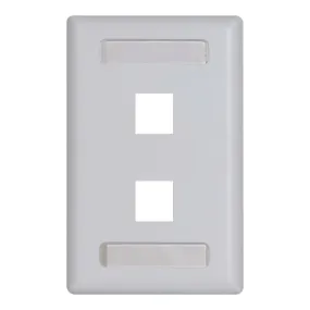 Modular Keystone Faceplate, ID Window, 2 Ports, White