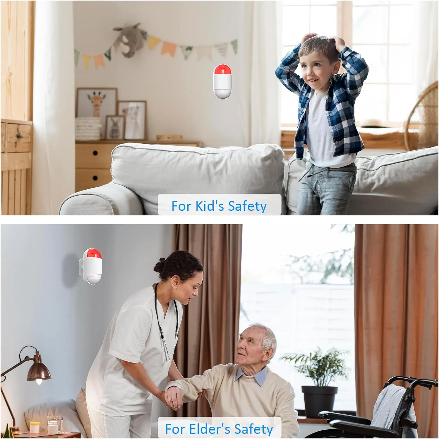 Motion Sensor Alarm Indoor: Wireless Motion Detector Alarm with Siren & Strobe (125Db, 328Ft Remote Control, Battery Operated), Portable Door Chime Bell Alert Burglar for Shop Home Garage Shed Car