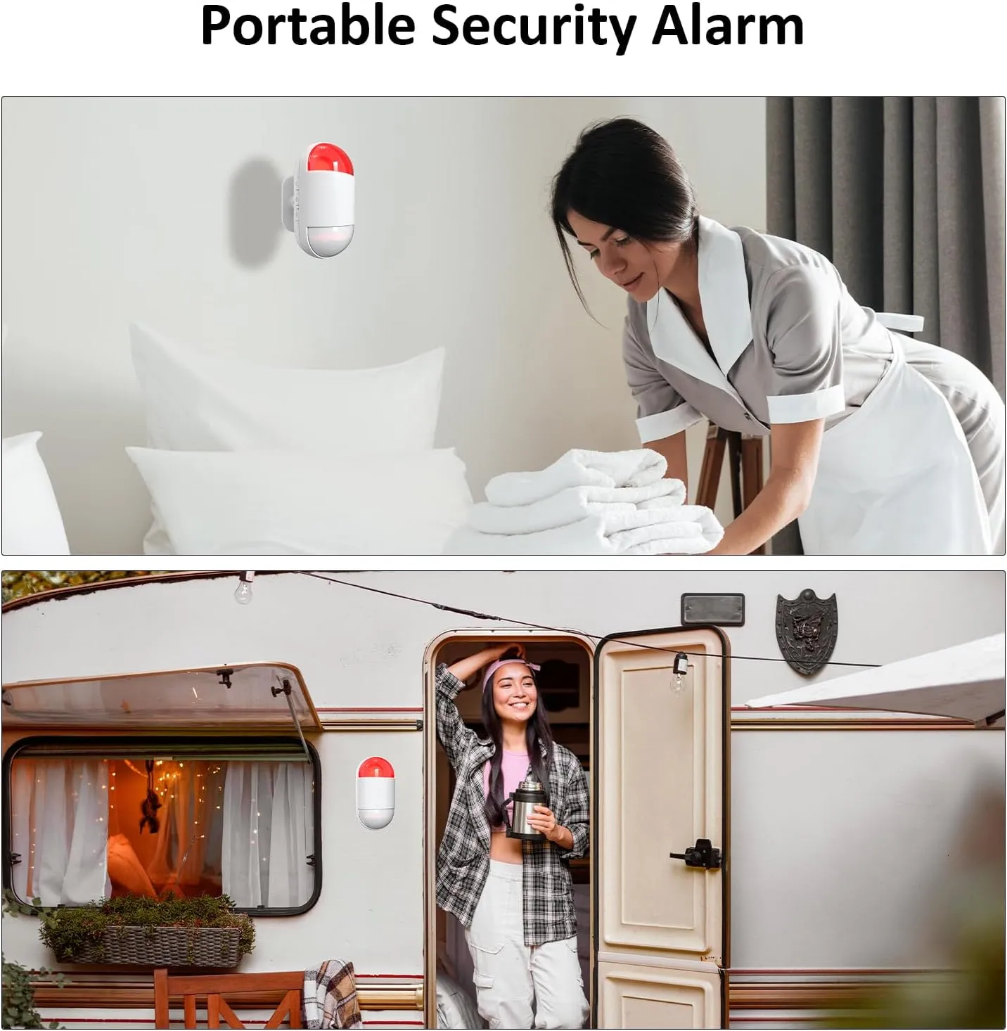 Motion Sensor Alarm Indoor: Wireless Motion Detector Alarm with Siren & Strobe (125Db, 328Ft Remote Control, Battery Operated), Portable Door Chime Bell Alert Burglar for Shop Home Garage Shed Car
