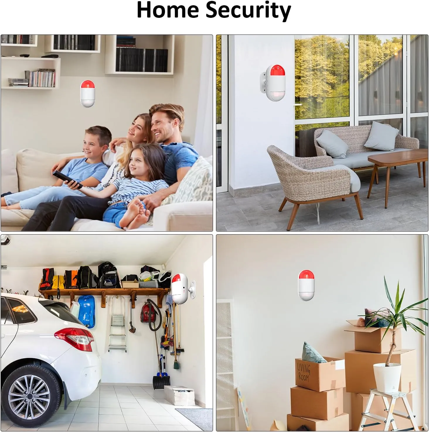 Motion Sensor Alarm Indoor: Wireless Motion Detector Alarm with Siren & Strobe (125Db, 328Ft Remote Control, Battery Operated), Portable Door Chime Bell Alert Burglar for Shop Home Garage Shed Car