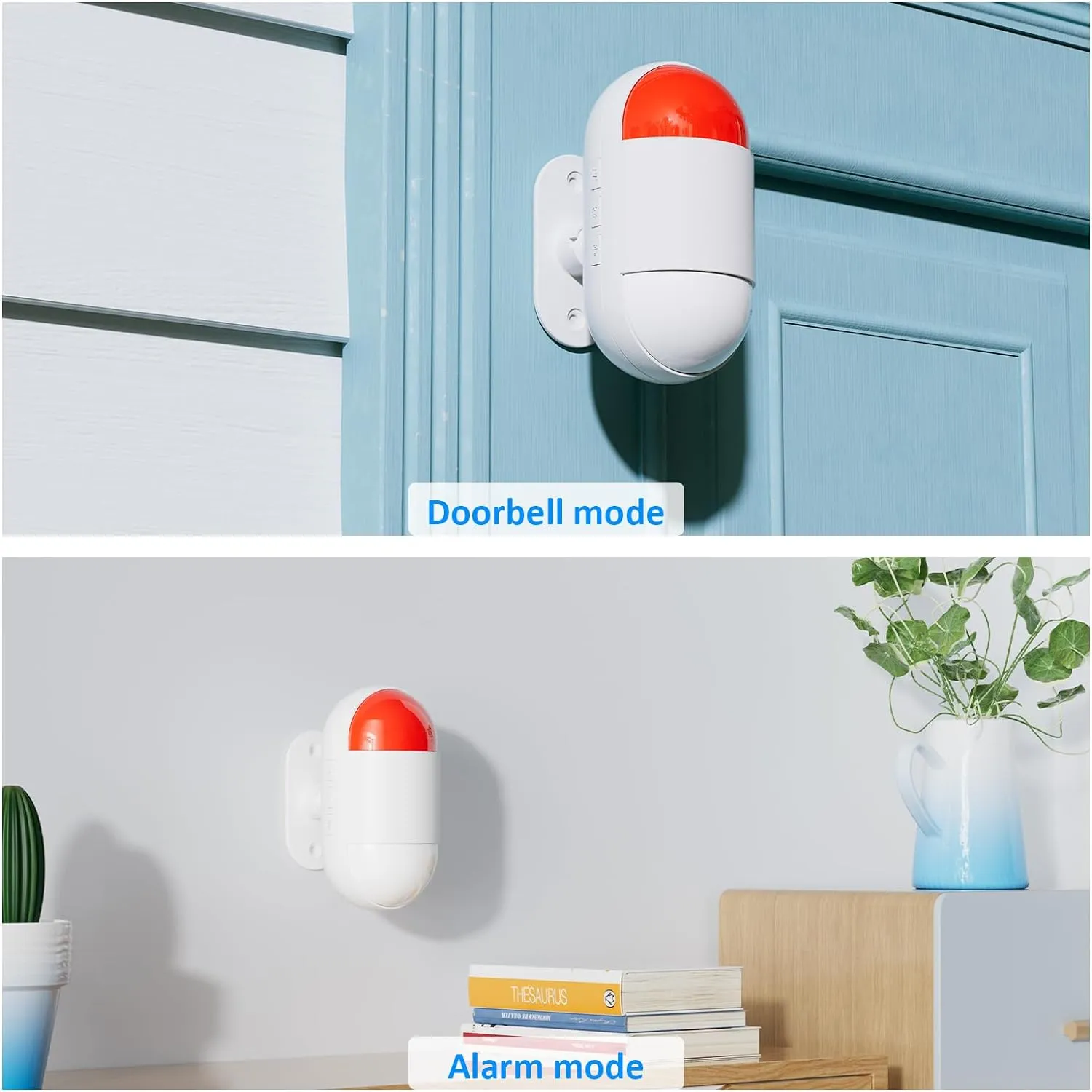 Motion Sensor Alarm Indoor: Wireless Motion Detector Alarm with Siren & Strobe (125Db, 328Ft Remote Control, Battery Operated), Portable Door Chime Bell Alert Burglar for Shop Home Garage Shed Car