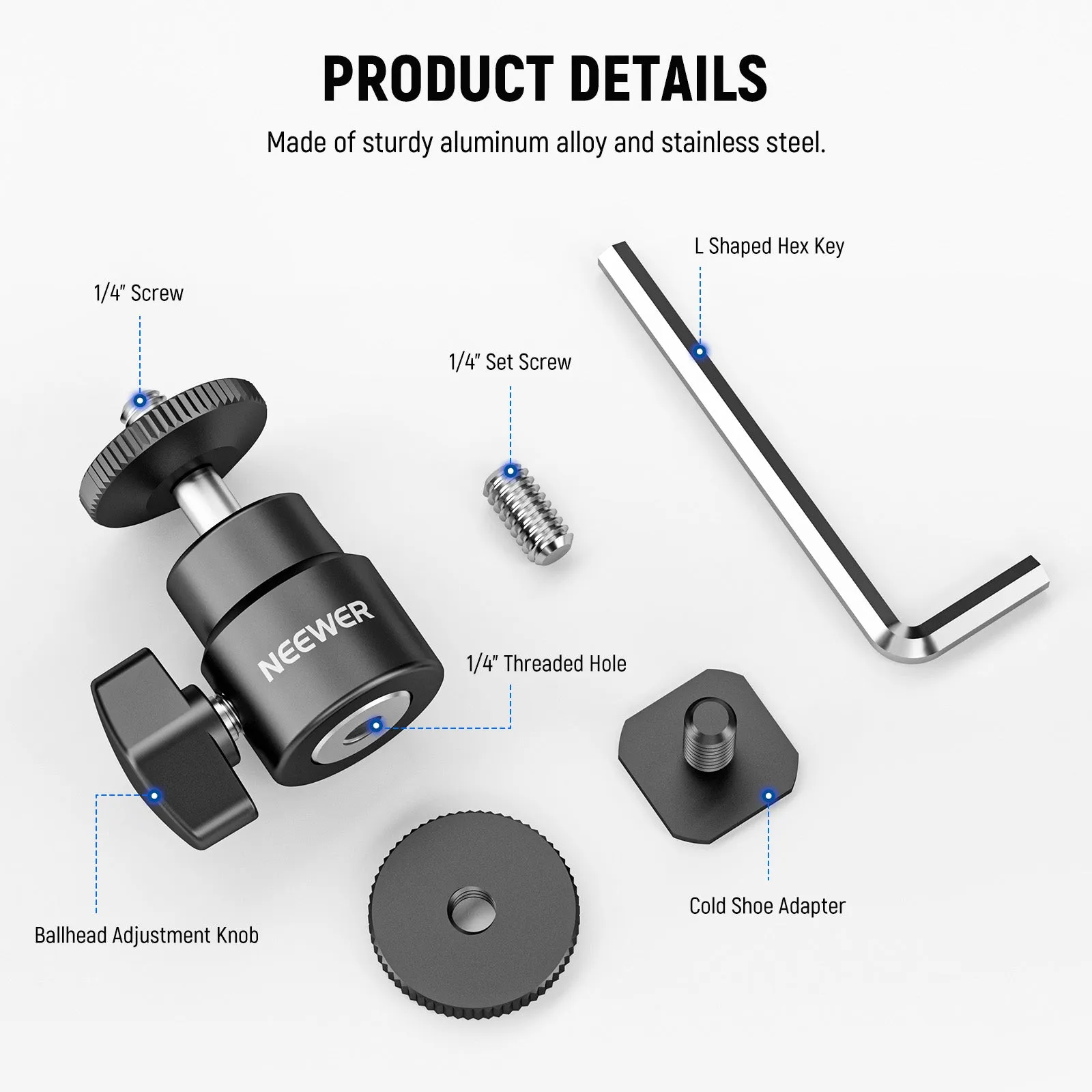 NEEWER 2 Pack 1/4” Camera Hot Shoe Mount