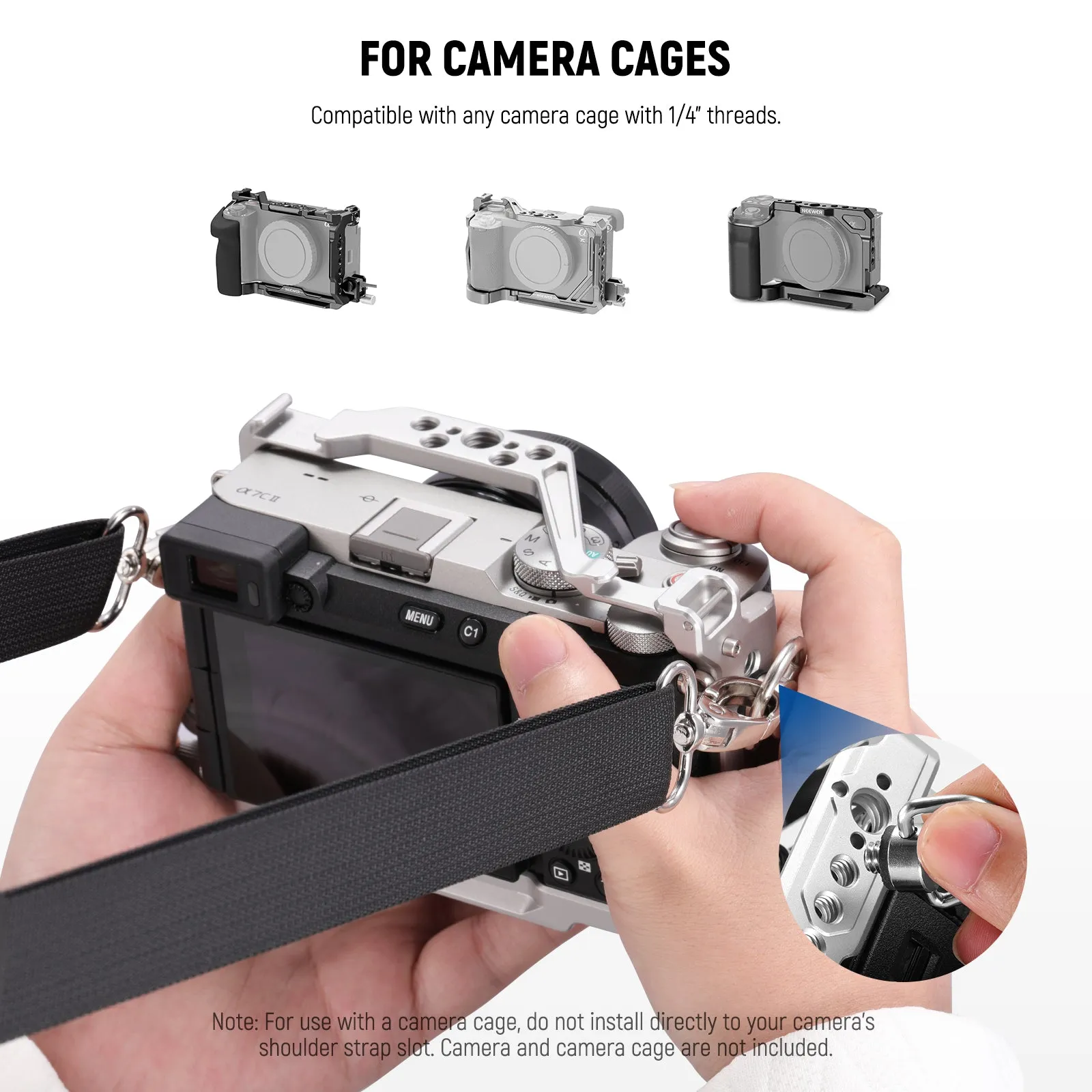 NEEWER CA070 Camera Cage Strap with Two D Rings