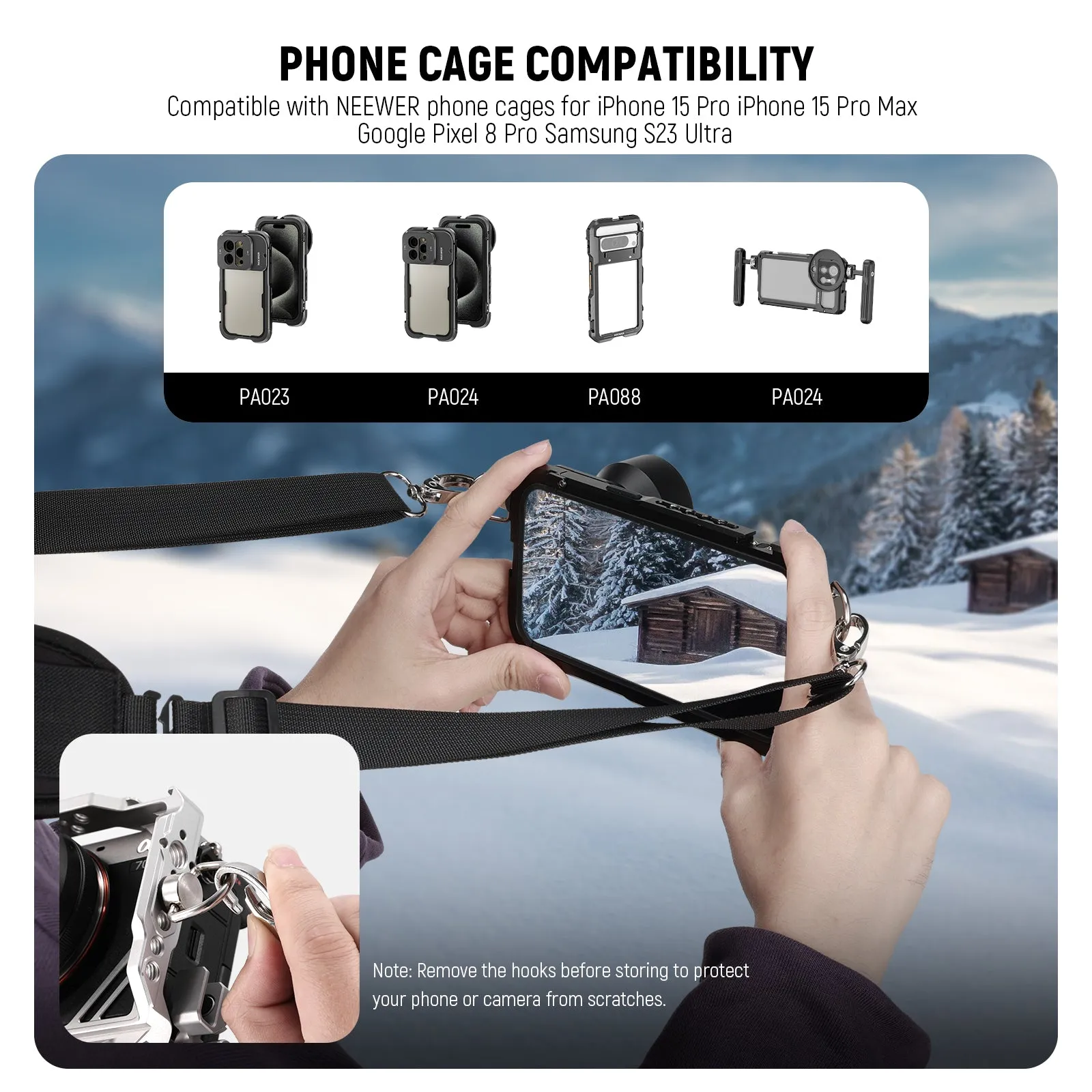 NEEWER CA070 Camera Cage Strap with Two D Rings