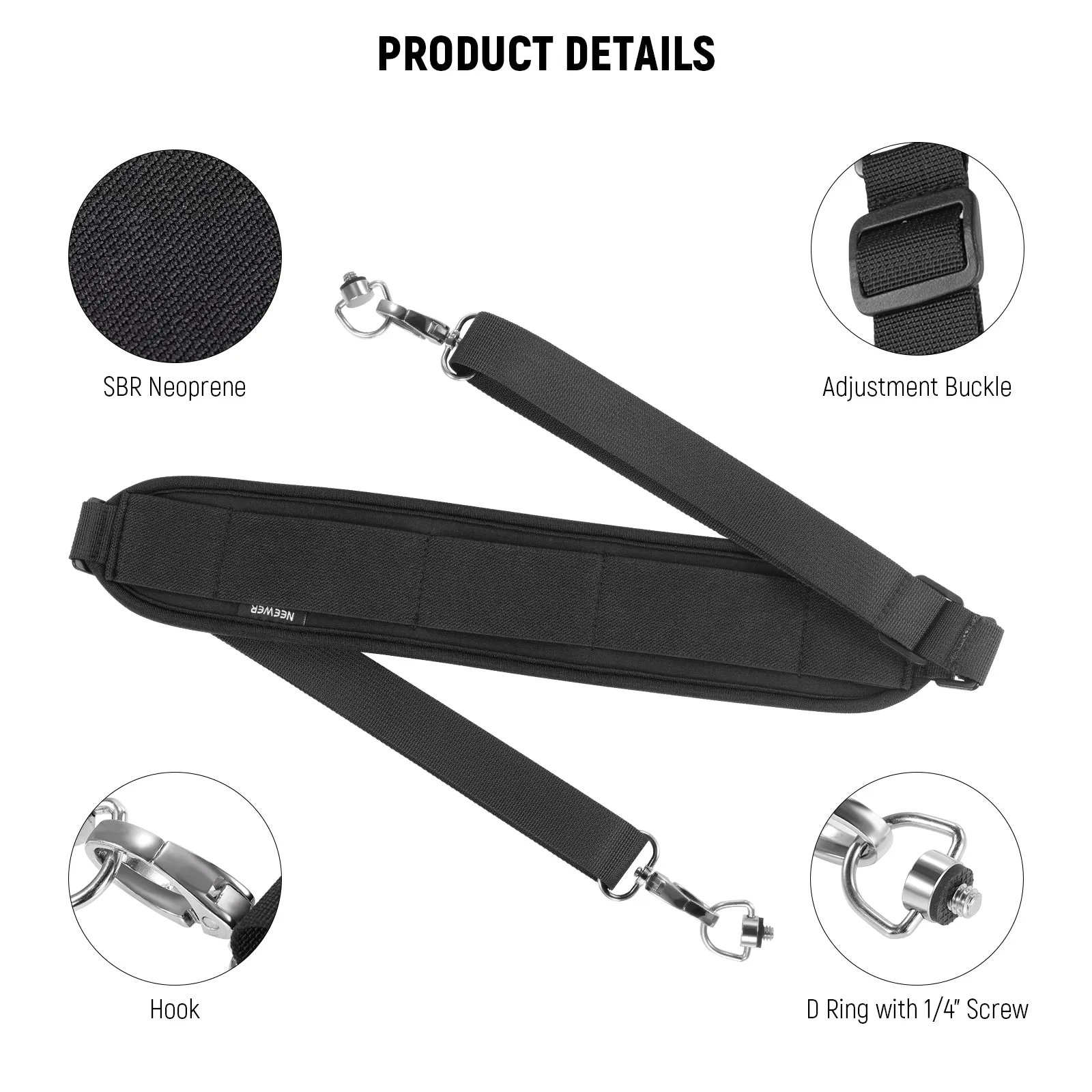 NEEWER CA070 Camera Cage Strap with Two D Rings