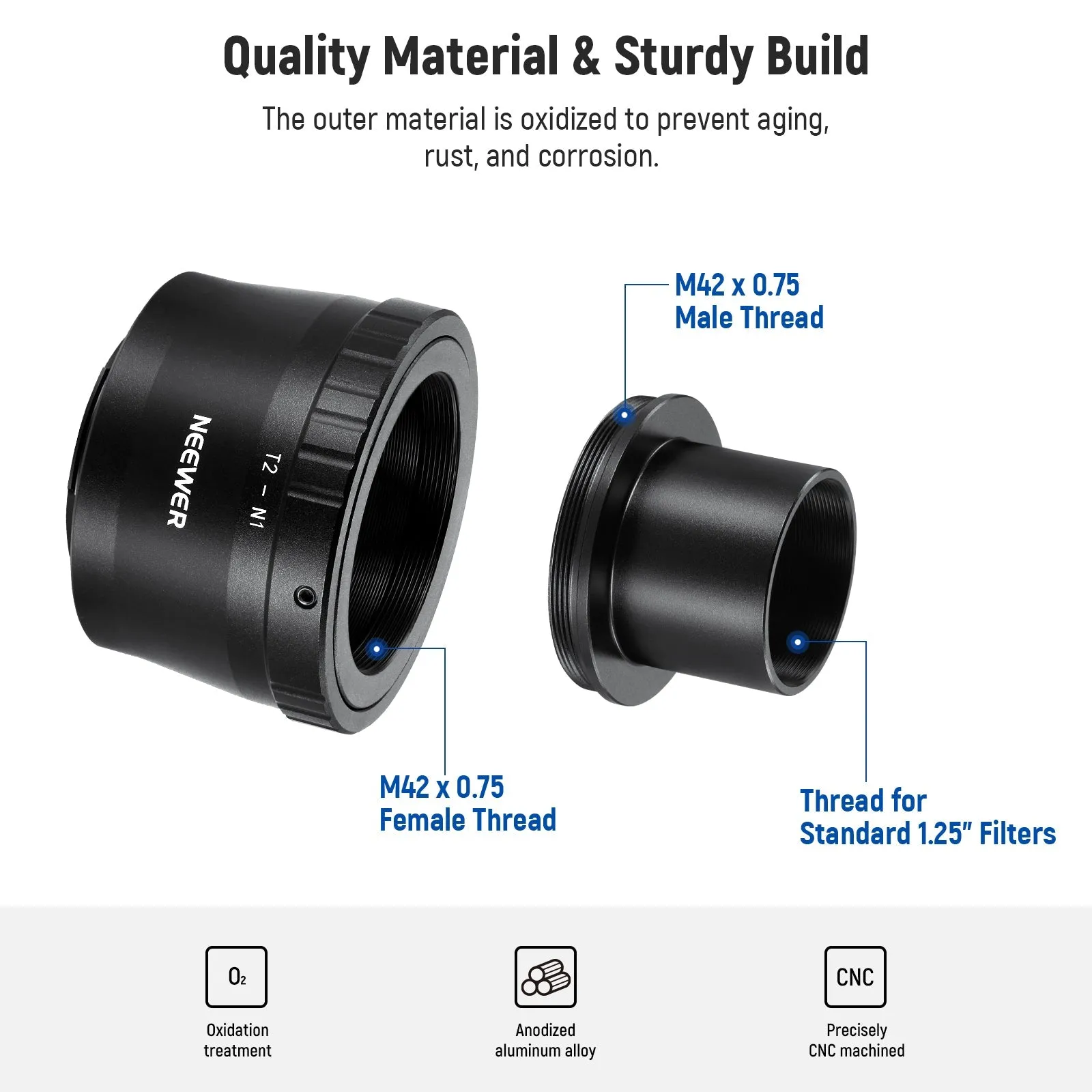 NEEWER LS-T10 T Ring Adapter Set for Nikon 1 Series Mirrorless Cameras