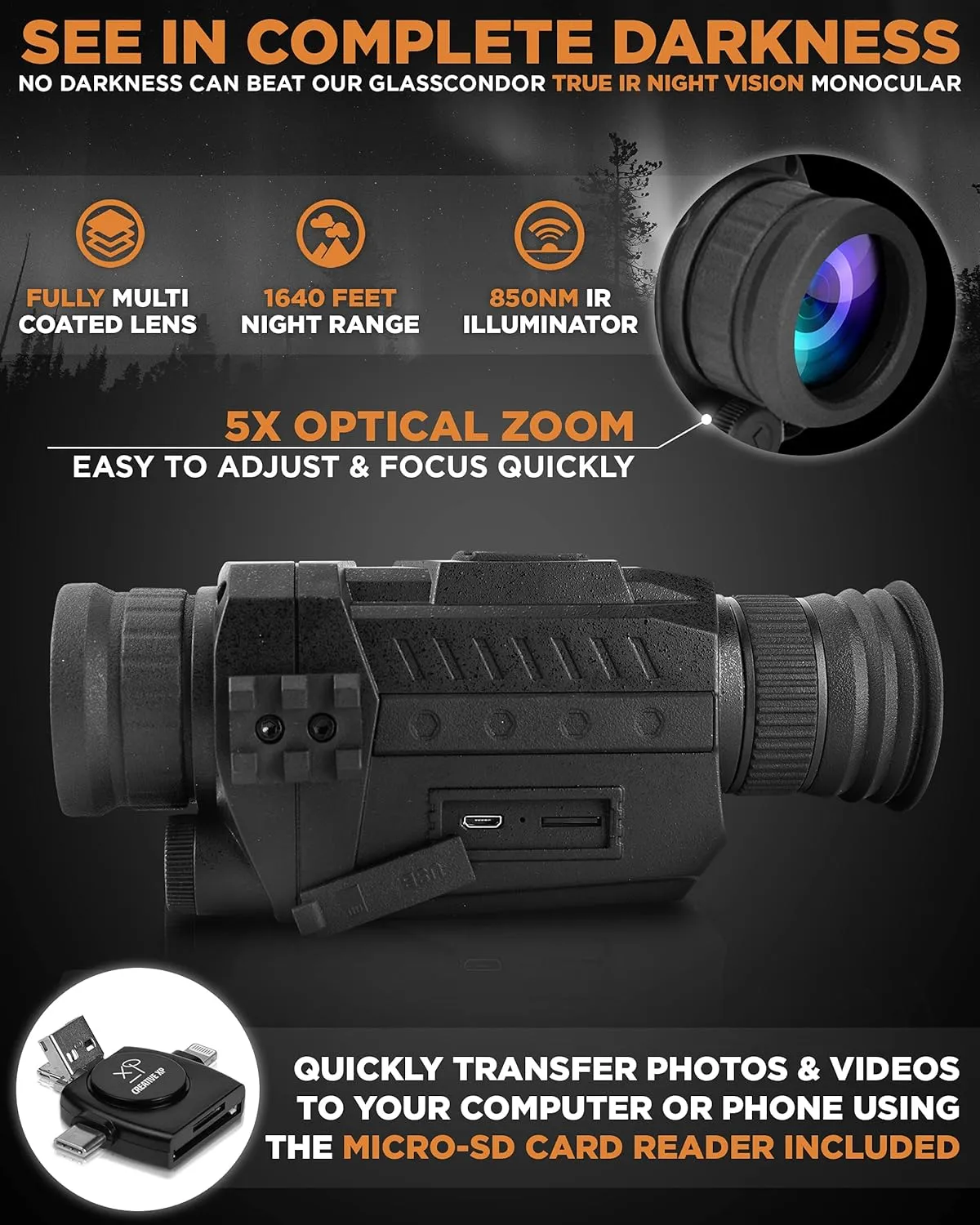 NIGHT VISION IR DIGITAL MONOCULAR with 8x Magnification