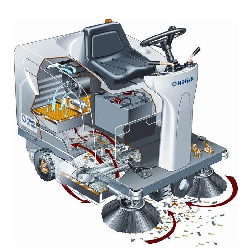 Nilfisk-Advance SW4000 Battery Powered Rider Sweeper With Hydraulic Dump Hopper