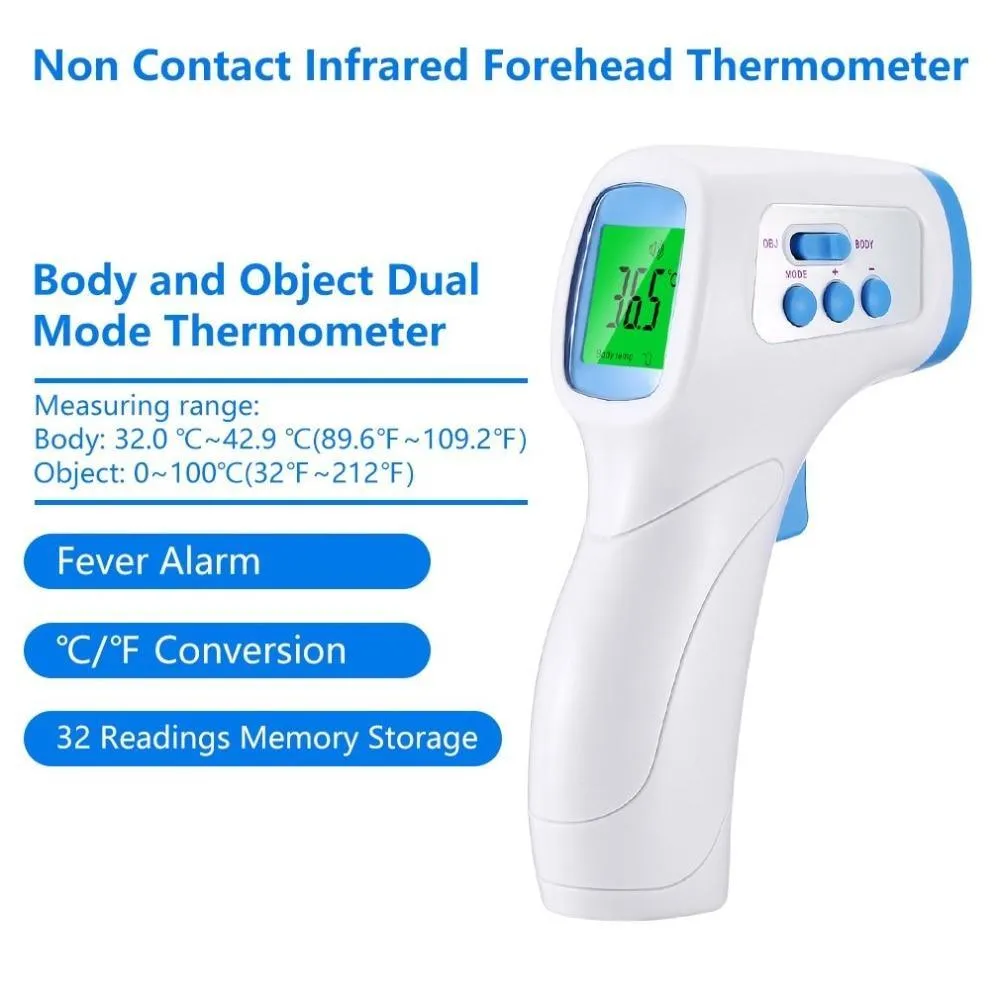 Non-Contact Electronic Forehead Thermometer Multifunctional Infrared Body and Object