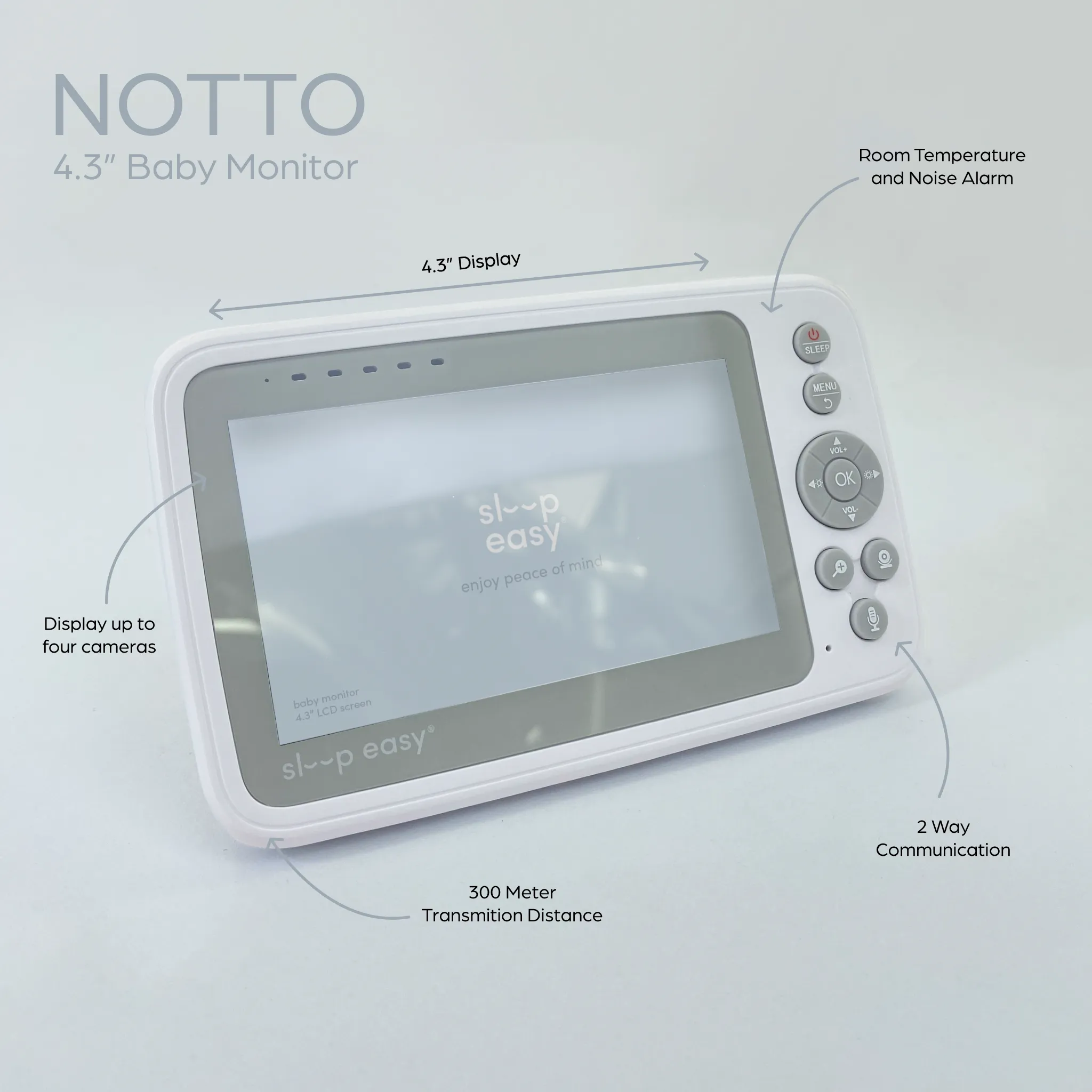 Notto - 4.3'/10.9cm Crystal Clear Baby Monitor