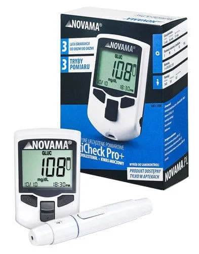 NOVAMA MultiCheck Pro  3in1, measuring glucose, cholesterol, uric acid