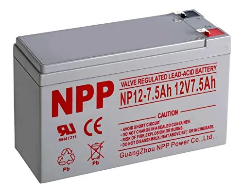 NPP 12V 7.5Ah 12Volt SLA Sealed Lead Acid Rechargeable Battery with F2 Terminals