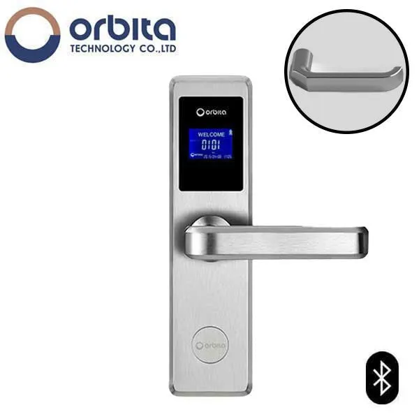 Orbita - E4031ASBT - Mortise Hotel Lock - Bluetooth & RFID - LCD Screen - Optional Lever Style - 6 VDC - Optional Finish - Grade 2