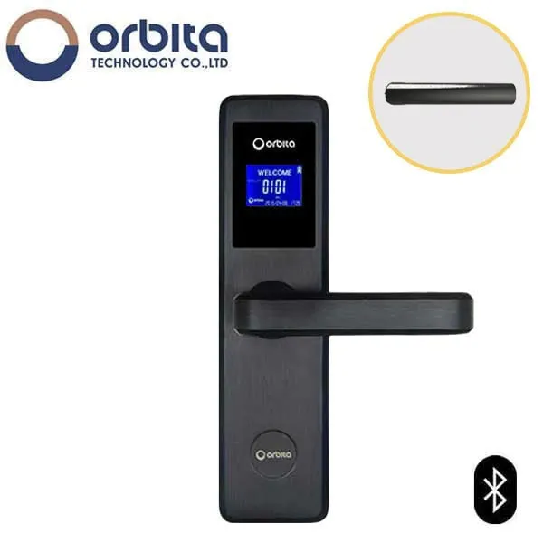 Orbita - E4031ASBT - Mortise Hotel Lock - Bluetooth & RFID - LCD Screen - Optional Lever Style - 6 VDC - Optional Finish - Grade 2