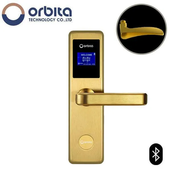 Orbita - E4031ASBT - Mortise Hotel Lock - Bluetooth & RFID - LCD Screen - Optional Lever Style - 6 VDC - Optional Finish - Grade 2
