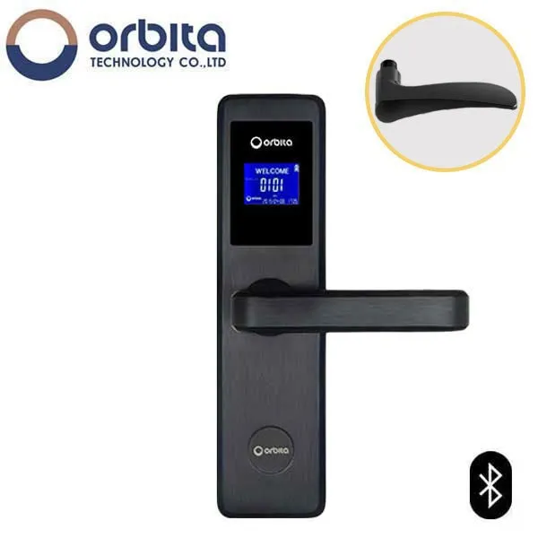 Orbita - E4031ASBT - Mortise Hotel Lock - Bluetooth & RFID - LCD Screen - Optional Lever Style - 6 VDC - Optional Finish - Grade 2